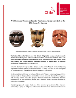 Artist Bernardo Oyarzún and Curator Ticio Escobar to Represent Chile at the 57Th Venice Art Biennale