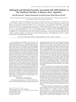 Arthropod and Filarioid Parasites Associated with Wild Rodents in The