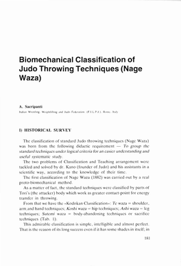 Biomechanical Classification of Judo Throwing Techniques (Nage Waza)