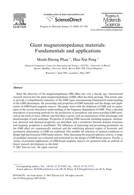 Giant Magnetoimpedance Materials: Fundamentals and Applications