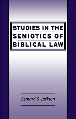 Studies in the Semiotics of Biblical Law