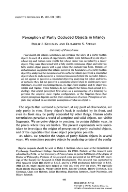 Perception of Partly Occluded Objects in Infancy