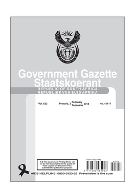 Government Gazette Staatskoerant REPUBLIC of SOUTH AFRICA REPUBLIEK VAN SUID AFRIKA