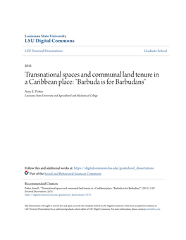 Transnational Spaces and Communal Land Tenure in a Caribbean Place: 