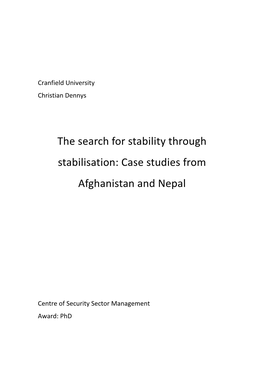 Case Studies from Afghanistan and Nepal
