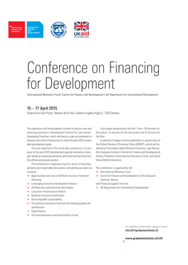 Conference on Financing for Development International Monetary Fund | Centre for Finance and Development | UK Department for International Development