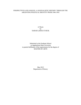 Perspectives and Angles: a Journalistic History Through the Argentine Political Identity from 1946-1983