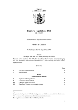 Electoral Regulations 1996 (SR 1996/93)