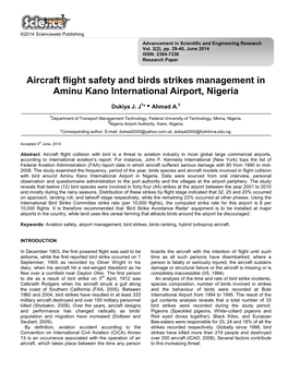 Aircraft Flight Safety and Birds Strikes Management in Aminu Kano International Airport, Nigeria