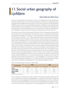 11. Social Urban Geography of Ljubljana Dejan Rebernik, Marko Krevs