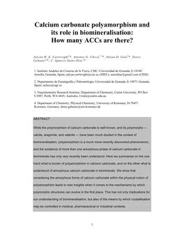 Calcium Carbonate Polyamorphism and Its Role in Biomineralisation: How Many Accs Are There?