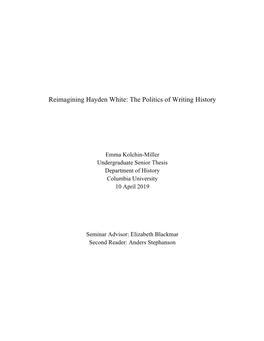 Reimagining Hayden White: the Politics of Writing History