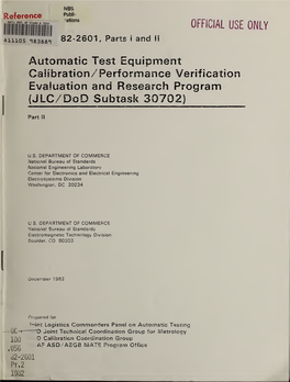 Automatic Test Equipment Calibration /Performance Verification Evaluation and Research Program (JLC/Dod Subtask 30702)