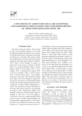 A New Species of Agriocnemis Selys, 1869....Peter, 1981 ISSN 0375-1511669