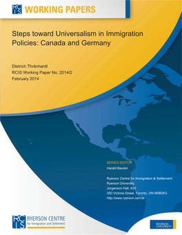 Steps Toward Universalism in Immigration Policies: Canada and Germany