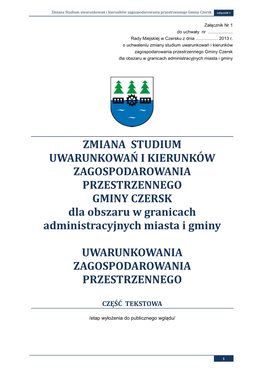 Zmiana Studium Uwarunkowań I Kierunków Zagospodarowania Przestrzennego Gminy Czersk Załącznik 1