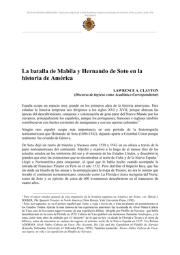 La Batalla De Mabila Y Hernando De Soto En La Historia De América