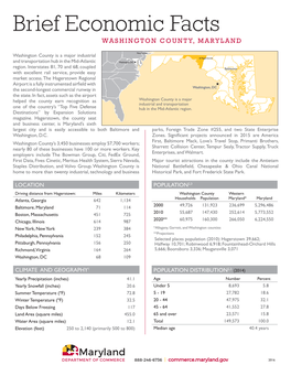 Brief Economic Facts WASHINGTON COUNTY, MARYLAND