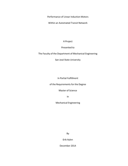 Performance of Linear Induction Motors Within an Automated Transit