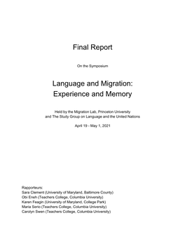 Final Report Language and Migration