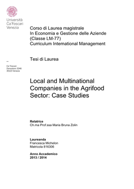 Local and Multinational Companies in the Agrifood Sector: Case Studies
