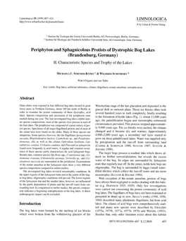 Periphyton and Sphagnicolous Protists of Dystrophic Bog Lakes (Brandenburg, Germany) II