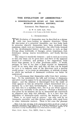 The Evolution of Ammonites.* a Demonstration Given at the British Museum (Natural History)