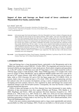 Impact of Dam and Barrage on Flood Trend of Lower Catchment of Mayurakshi River Basin, Eastern India