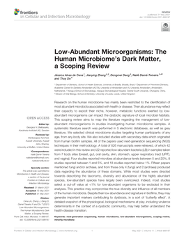 Low-Abundant Microorganisms: the Human Microbiome’S Dark Matter, a Scoping Review