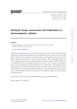 Multipole Charge Conservation and Implications on Electromagnetic Radiation