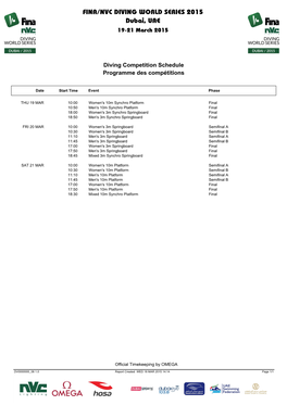 FINA/NVC DIVING WORLD SERIES 2015 Dubai, UAE 19-21 March 2015