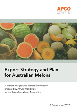 Export Strategy and Plan for Australian Melons