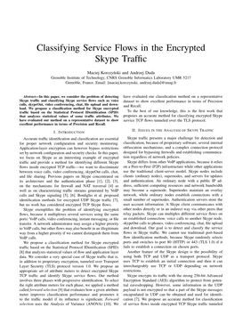 Classifying Service Flows in the Encrypted Skype Traffic