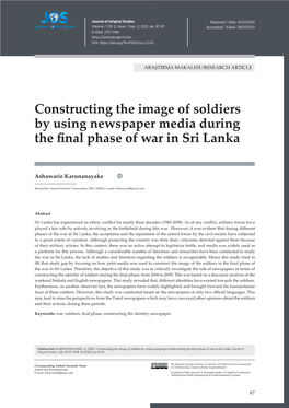 Constructing the Image of Soldiers by Using Newspaper Media During the Final Phase of War in Sri Lanka