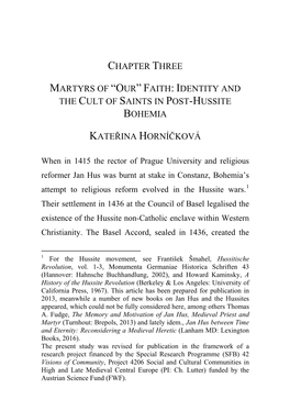 Identity and the Cult of Saints in Post-Hussite Bohemia