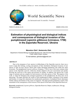 Estimation of Physiological and Biological