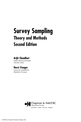 Survey Sampling Theory and Methods Second Edition