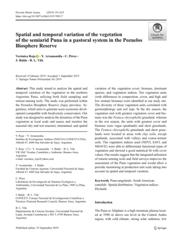 Spatial and Temporal Variation of the Vegetation of the Semiarid Puna in a Pastoral System in the Pozuelos Biosphere Reserve