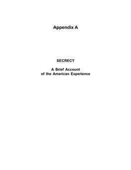 App. A--Report of the Commission on Protecting and Reducing Government Secrecy