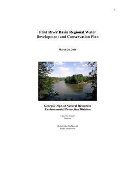 Flint River Basin Regional Water Development and Conservation Plan