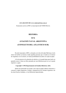 HISTORIA De La AVIACION NAVAL ARGENTINA (CONFLICTO DEL ATLANTICO SUR)