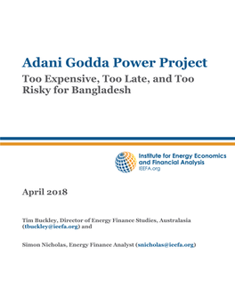 Adani Godda Power Project Too Expensive, Too Late, and Too Risky for Bangladesh