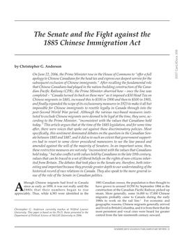 The Senate and the Fight Against the 1885 Chinese Immigration Act
