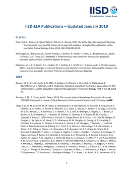 IISD-ELA Publications – Updated January 2019