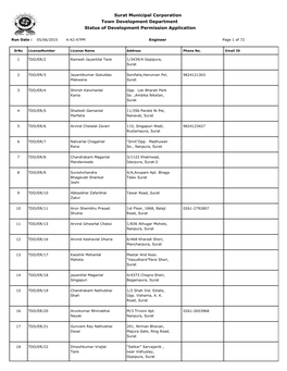 Surat Municipal Corporation Town Development Department Status of Development Permission Application