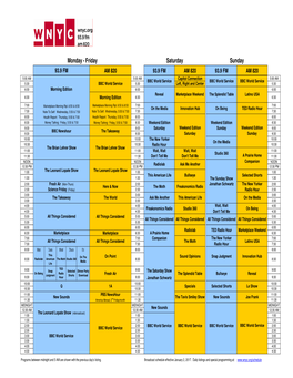 WNYC Schedule Updated 10.29.2016