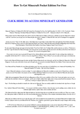 How to Get Minecraft Pocket Edition for Free