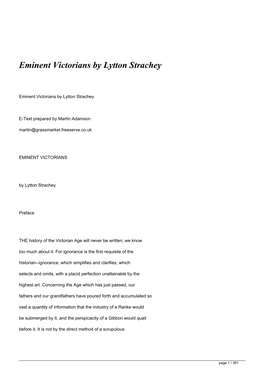 Eminent Victorians by Lytton Strachey</H1>