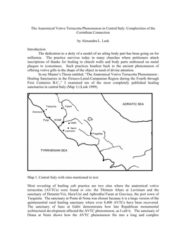 The Anatomical Votive Terracotta Phenomenon in Central Italy: Complexities of the Corinthian Connection