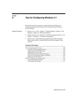 Chapter 6 Tips for Configuring Windows 3.1